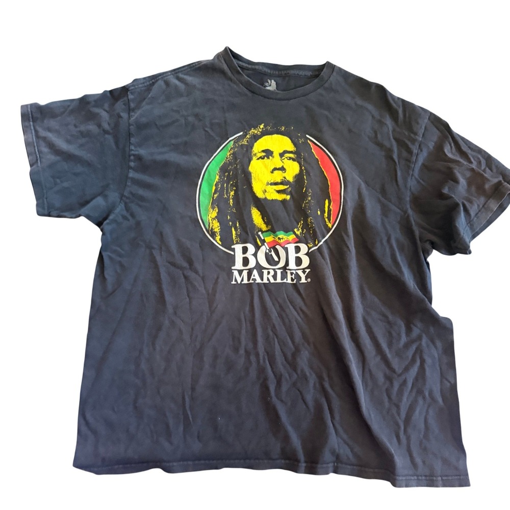 Zion Rootswear Mens Bob Marley T-Shirt XXL 2XL Black Reggae Music Tee Concert